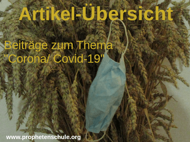 Bild Kornähren und Mundschutz mit Text "Artikel-Übersicht Beiträge zum Thema Corona/ Covid-19"