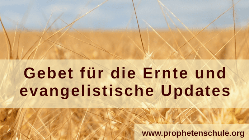 Bild von Weizenfeld mit Text Gebet für die Ernte und evangelistische Updates