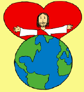 Jesus mit Herz und Weltkugel