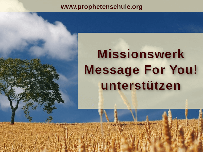 Photo von Weizenfeld, Baum und Himmel mit Text Missionswerk Message For You! unterstützen